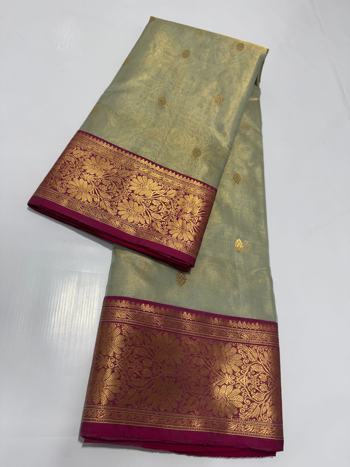 Pastel green chanderi tissue silk sarees