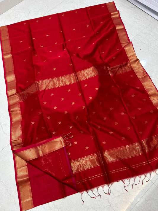 Red handloom Maheshwari sarees