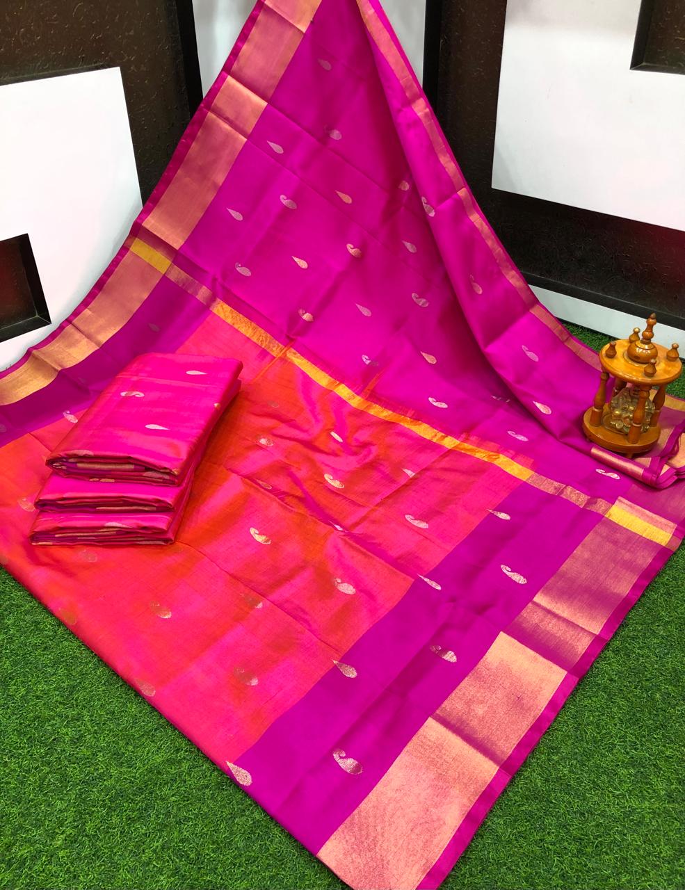 Uppada silk sarees with small jamdani butta