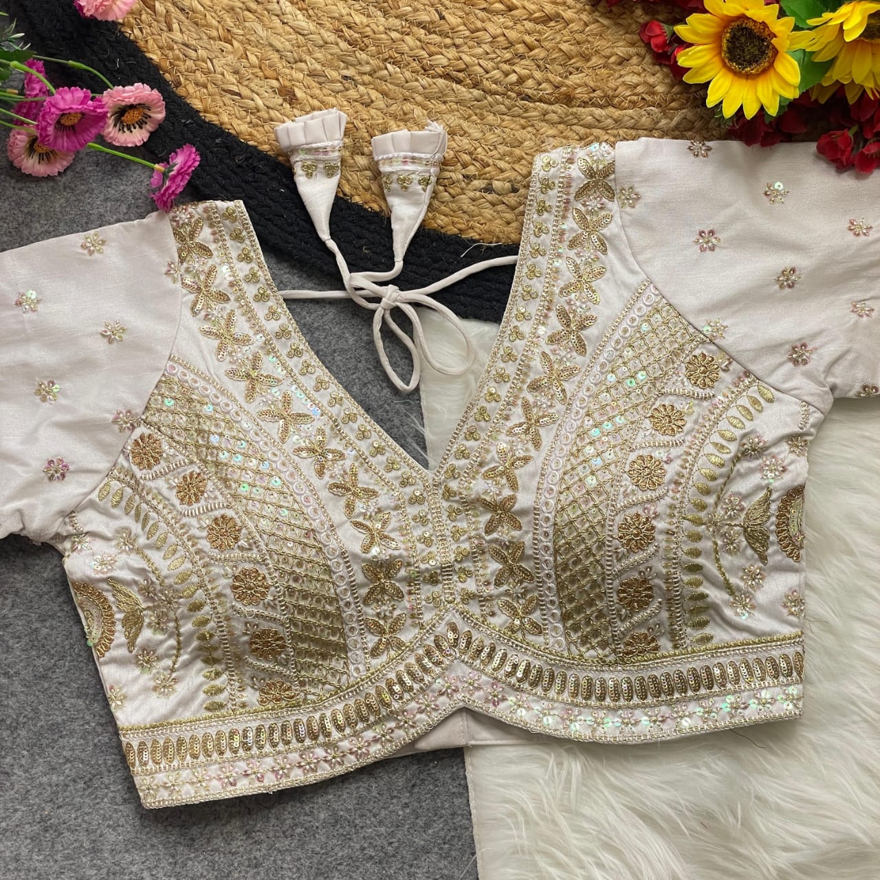 Apple cut embroidered readymade blouse