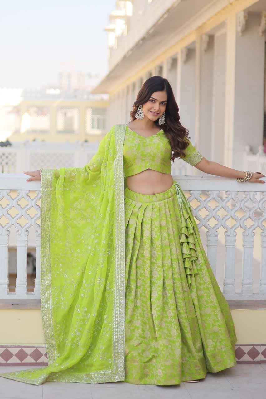 Green Designer Pure Viscose lehenga choli