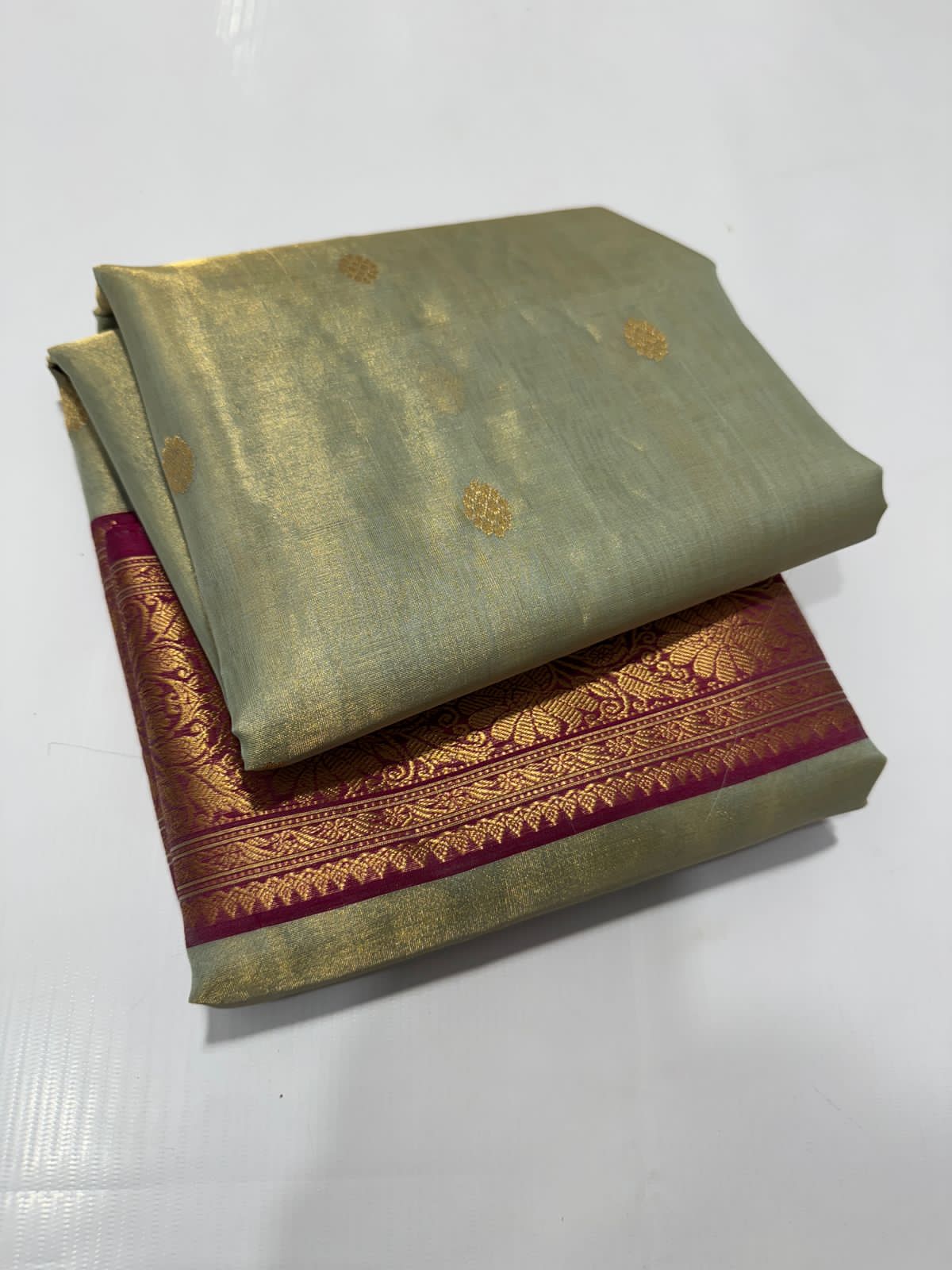 Pastel green chanderi tissue silk sarees