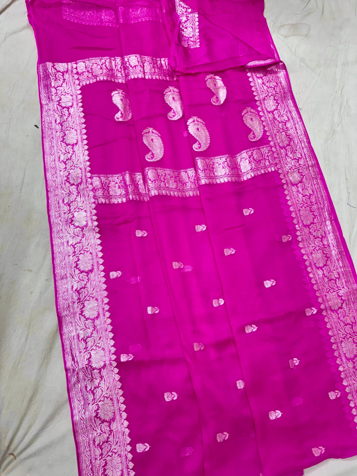 Rani pink pure banarasi georgette chiffon sarees