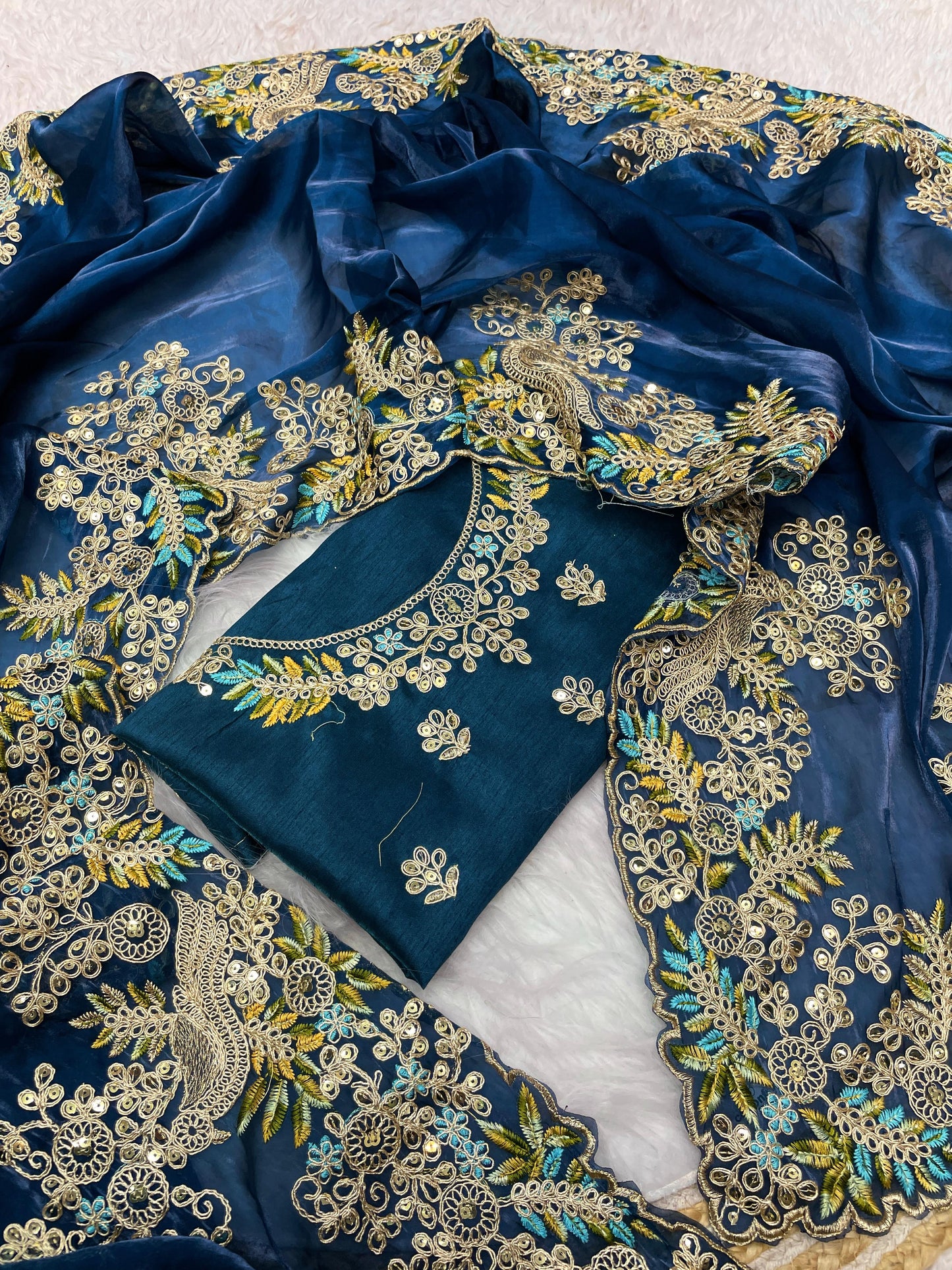Soft jimmy choo Embroidery sarees