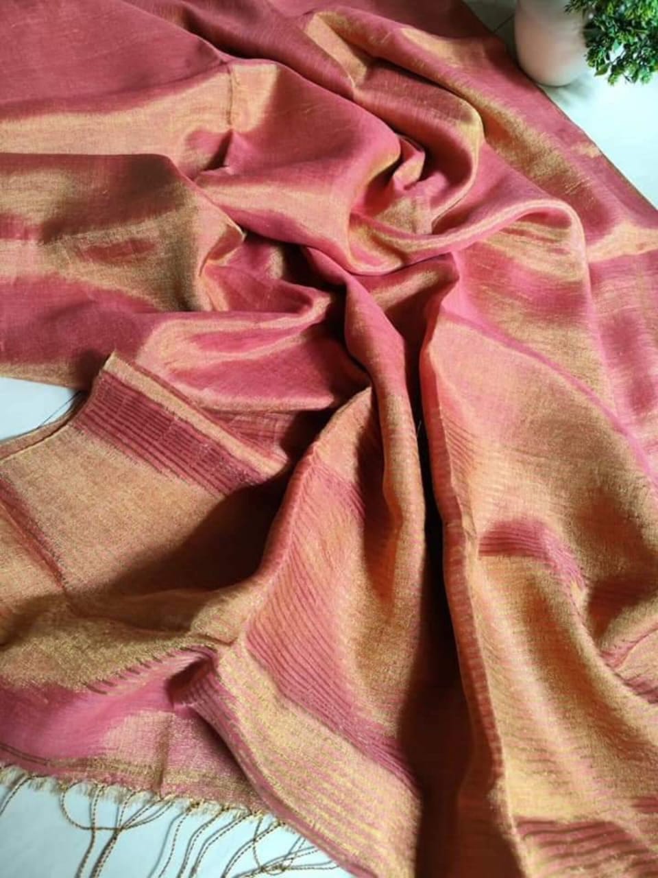 Plain Tissue linen sarees