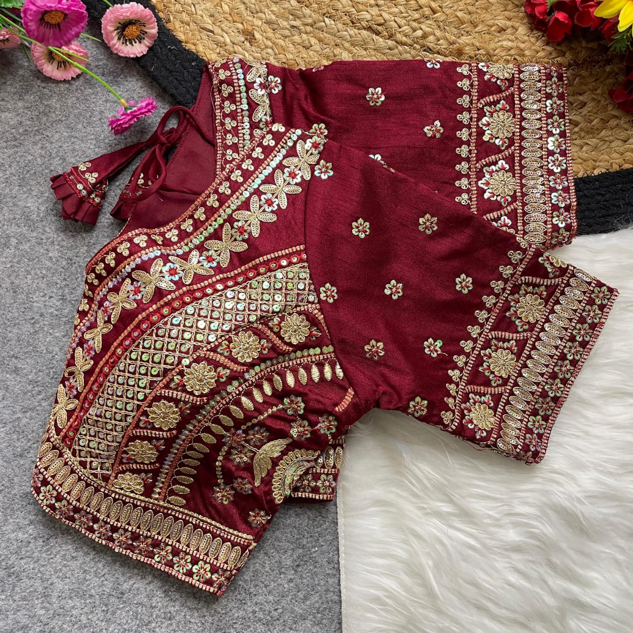 Apple cut embroidered readymade blouse