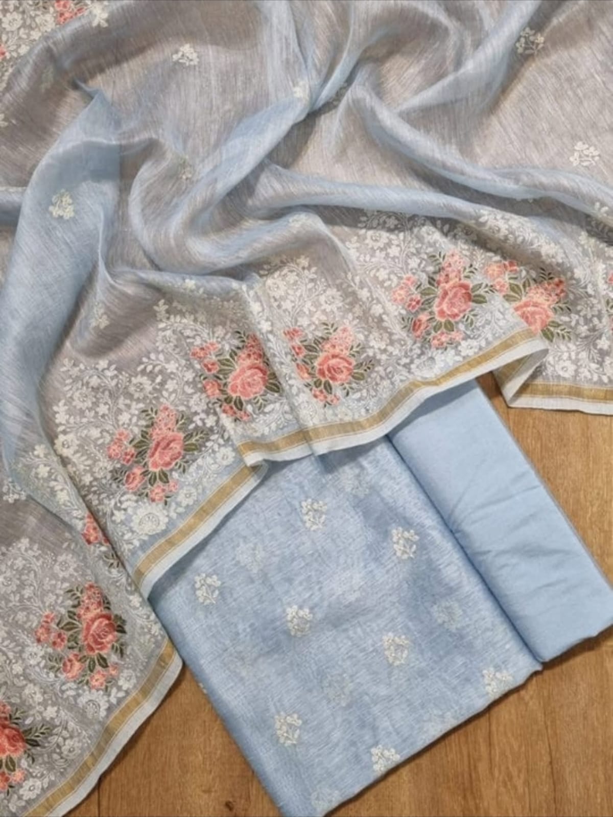 Pure silk linen dress materials