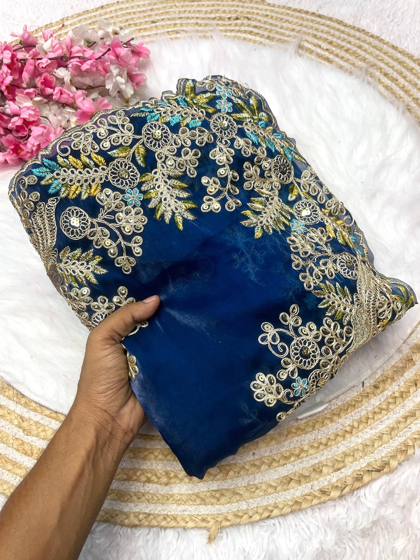 Soft jimmy choo Embroidery sarees
