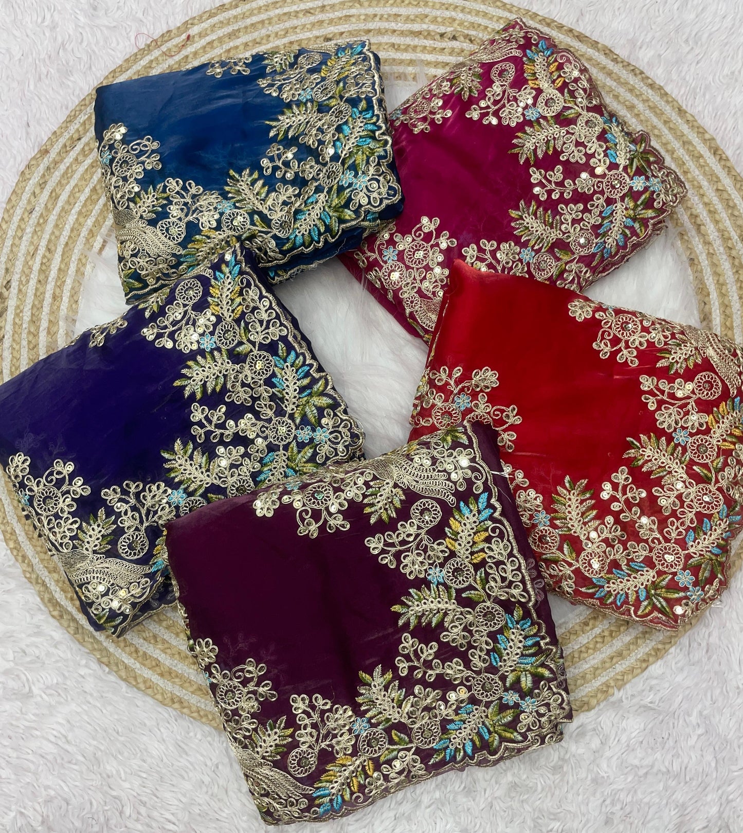 Soft jimmy choo Embroidery sarees