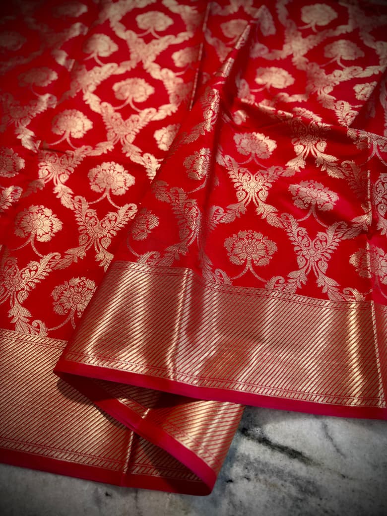 Red banarasi soft mashru silk sarees