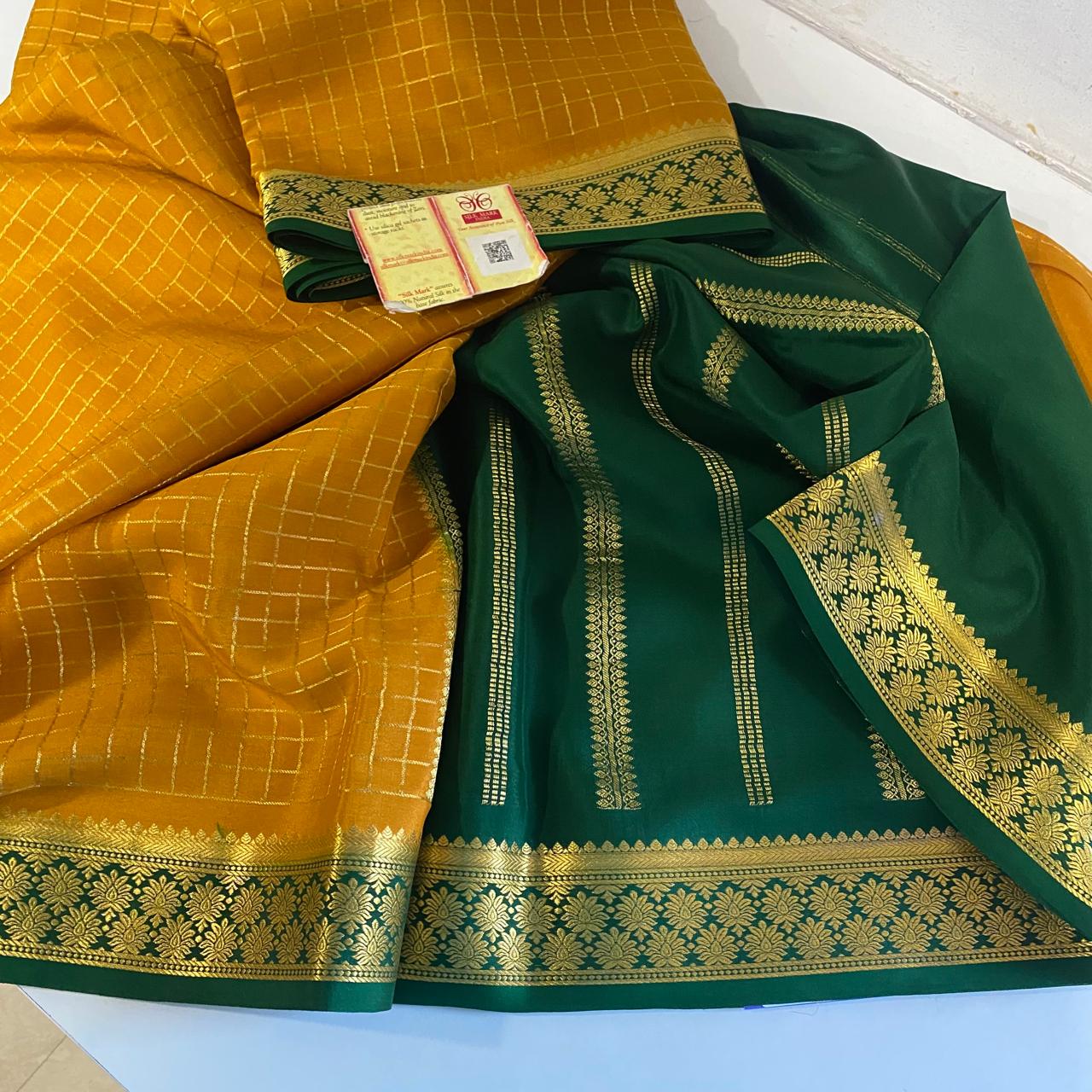 Pure Mysore silk crepe with checks