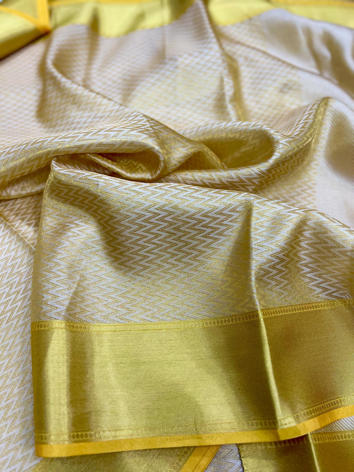 Golden yellow banarasi tissue silk sarees
