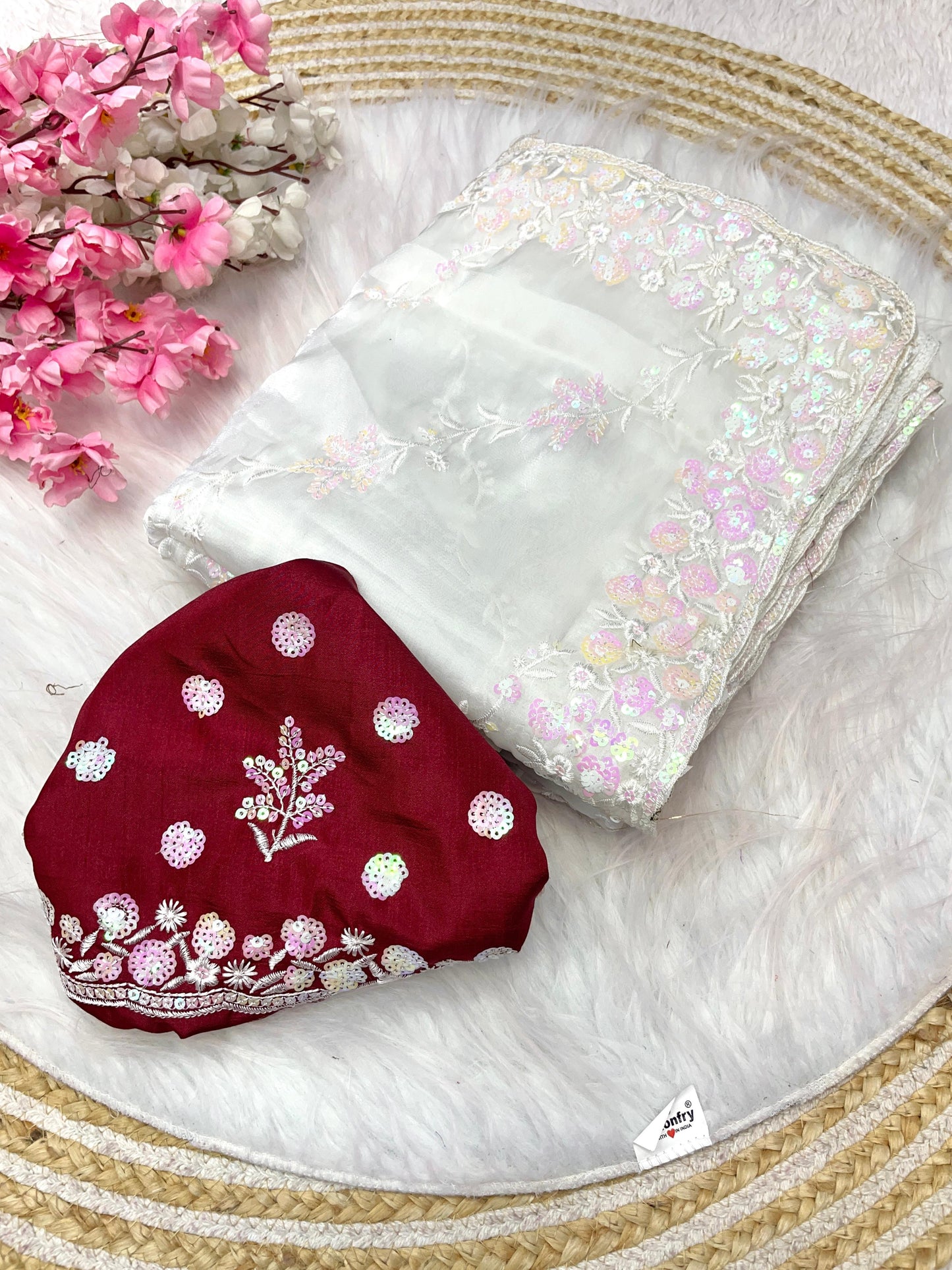 Soft jimmy choo satin sequence sarees