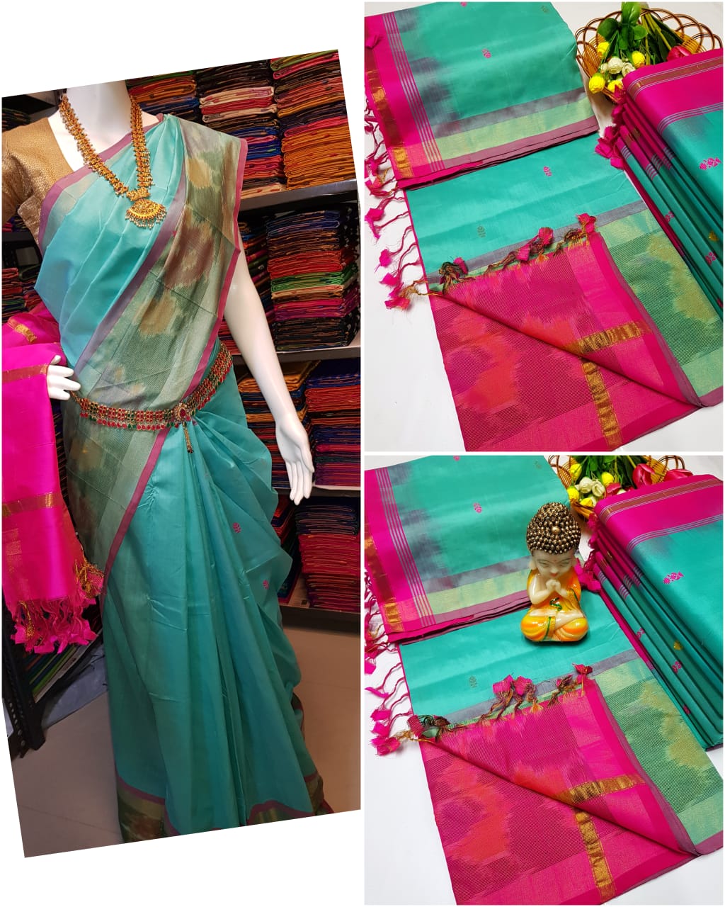 Uppada Tripura silk sarees with pochampally border