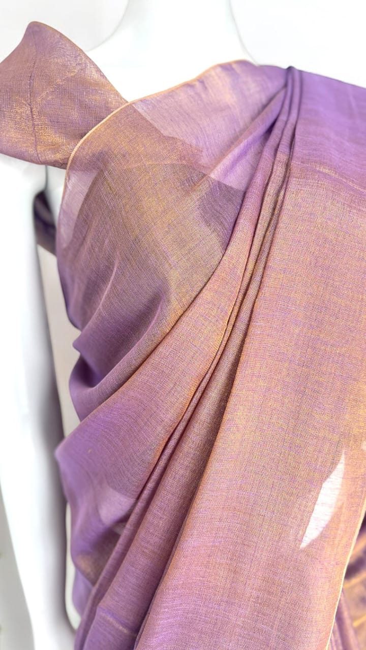 Plain Tissue linen sarees