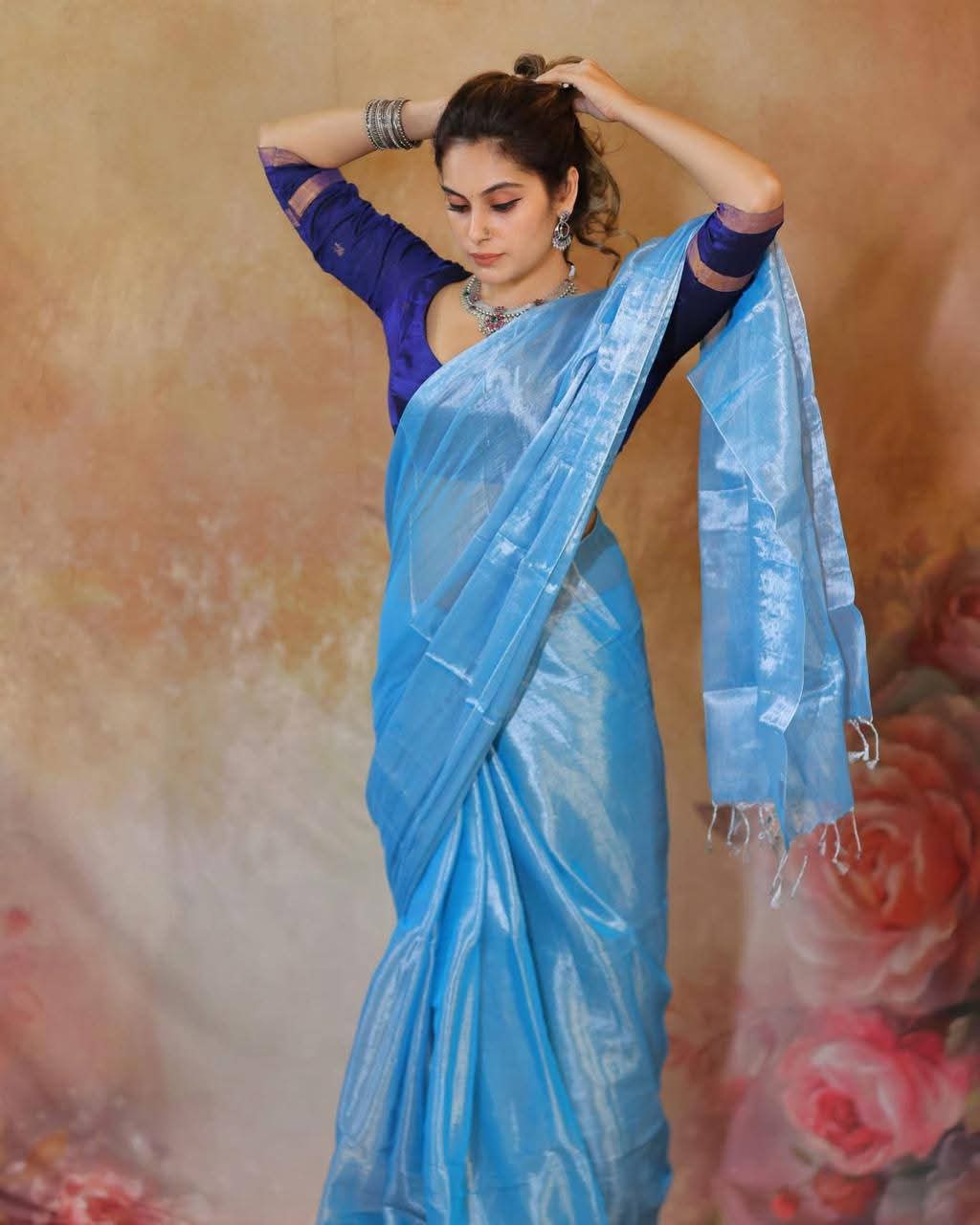 Tissue cotton sarees