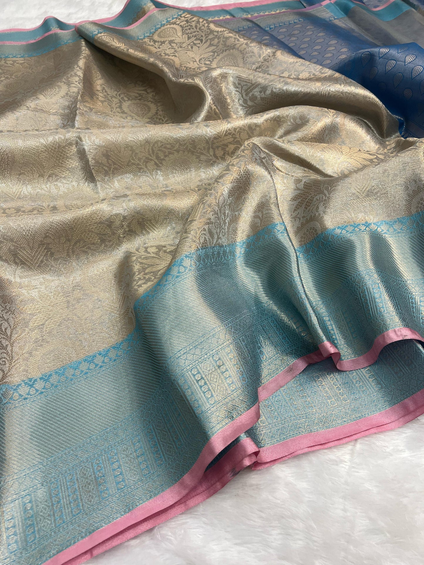 Silver banarasi katan tissue silk sarees