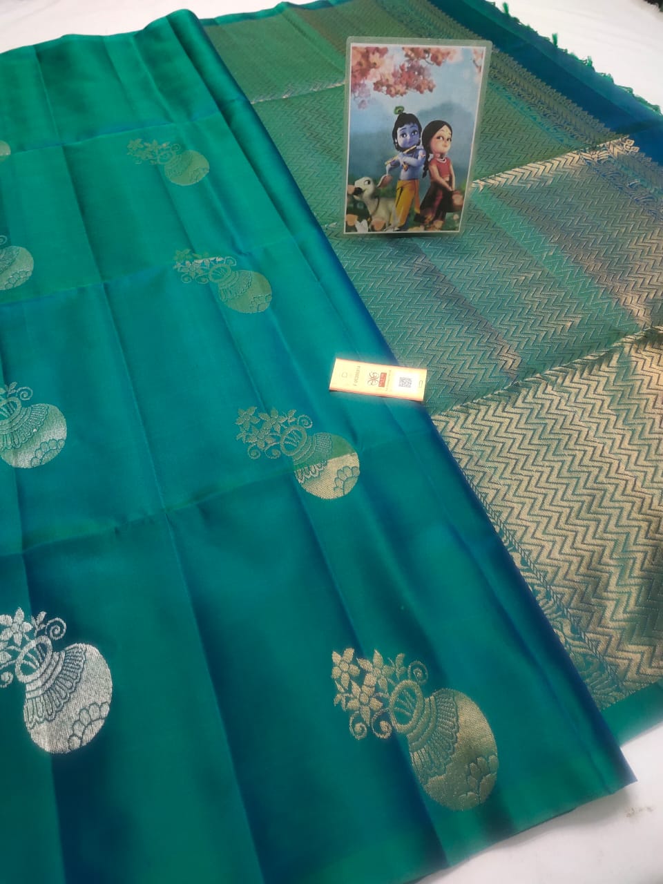 Dark green Pure kanchipuram soft silk sarees