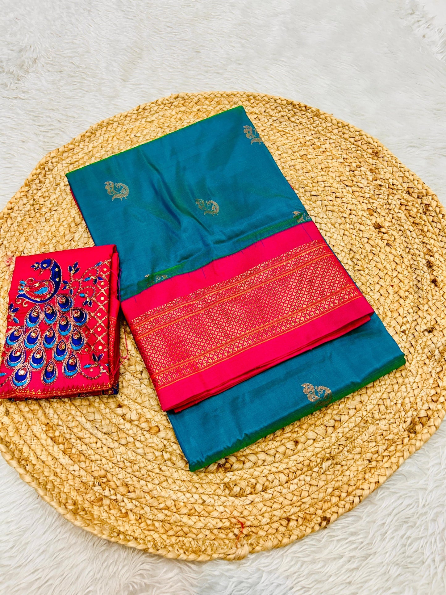 Sky blue komal kadiyal paithani Sarees