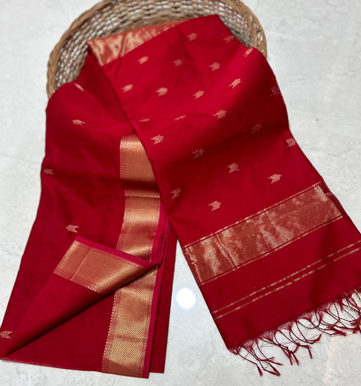 Red handloom Maheshwari sarees