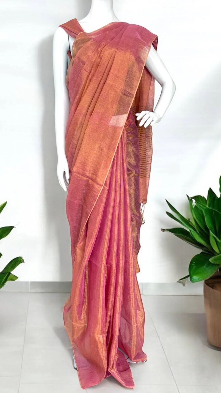 Plain Tissue linen sarees