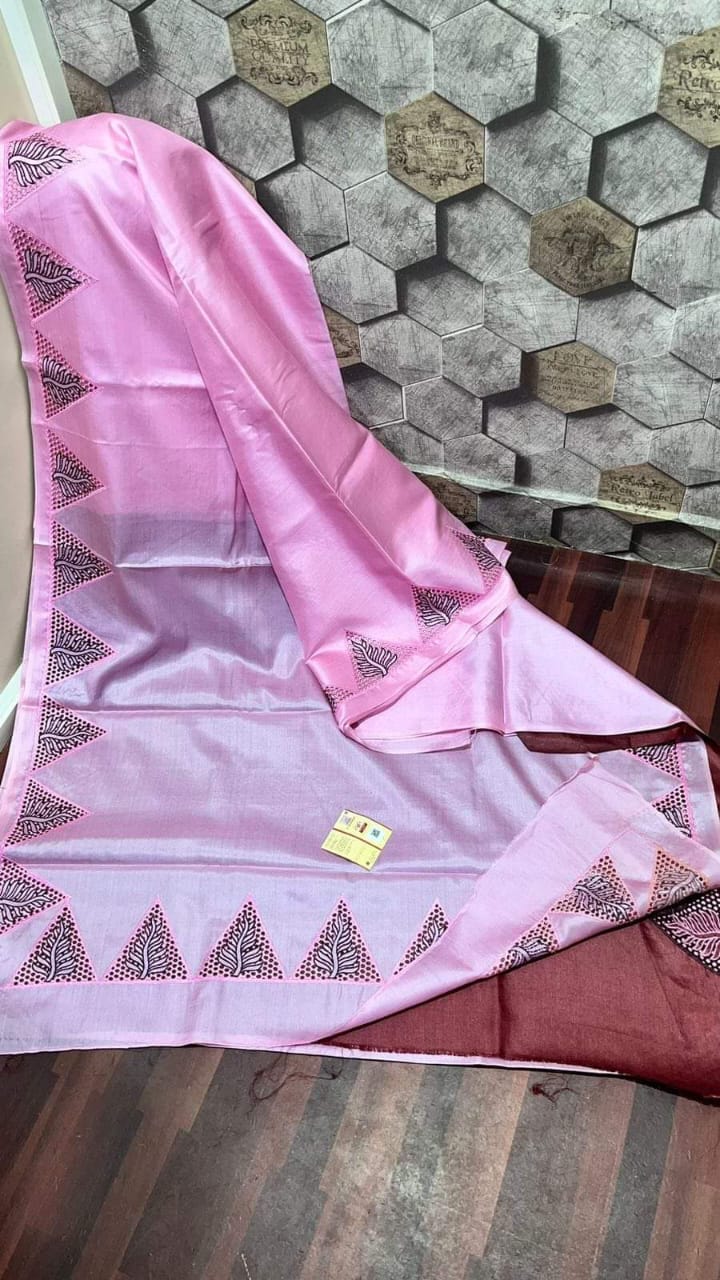 Tussar silk hand cutwork embroidery sarees
