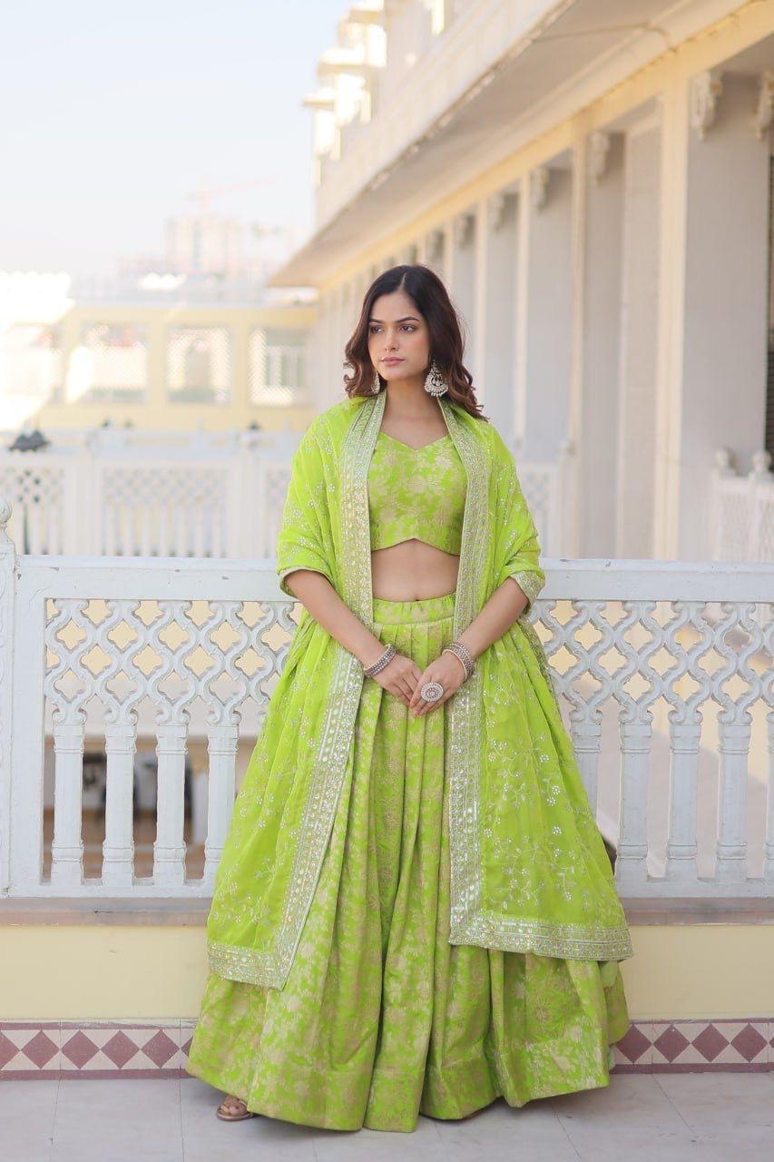 Green Designer Pure Viscose lehenga choli