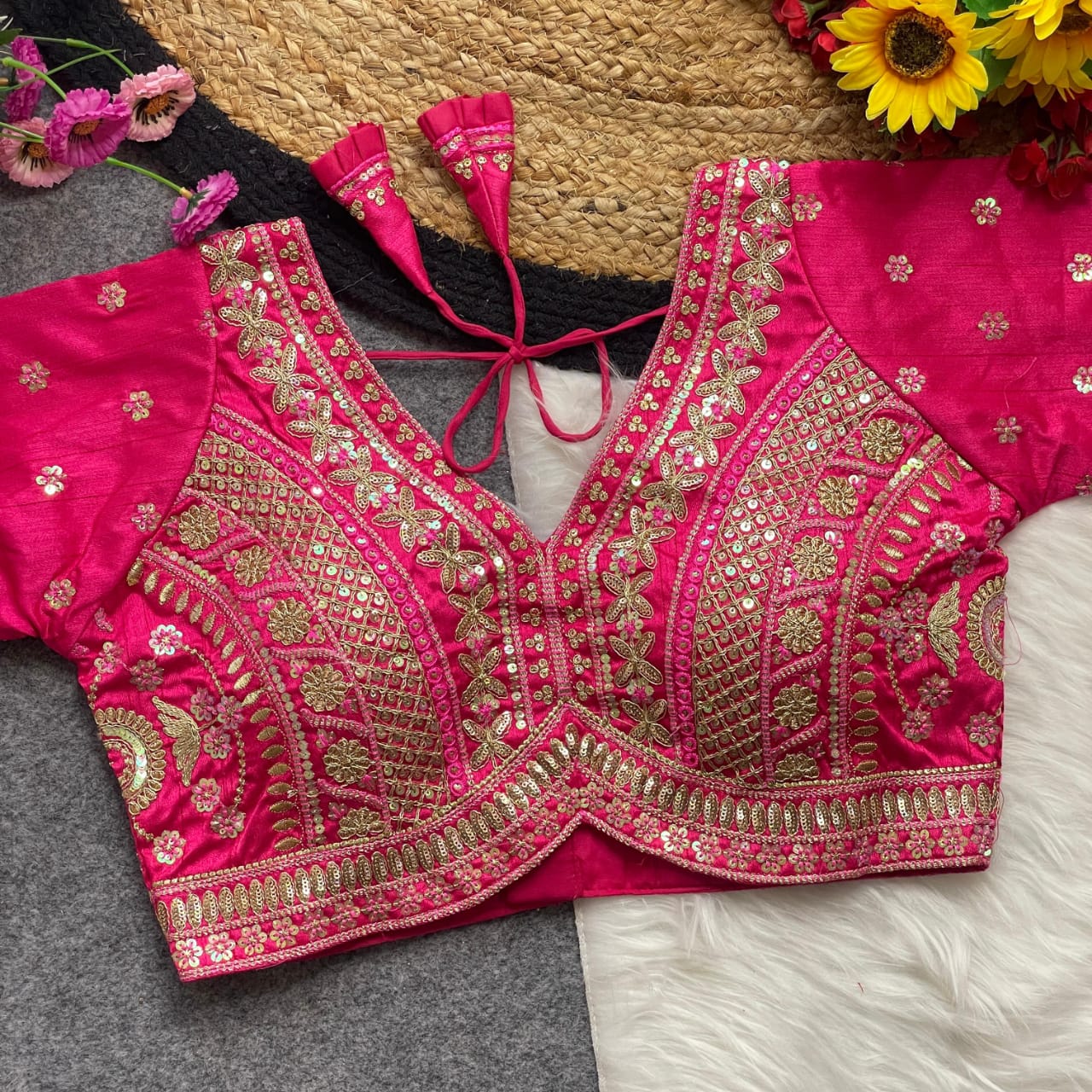 Apple cut embroidered readymade blouse