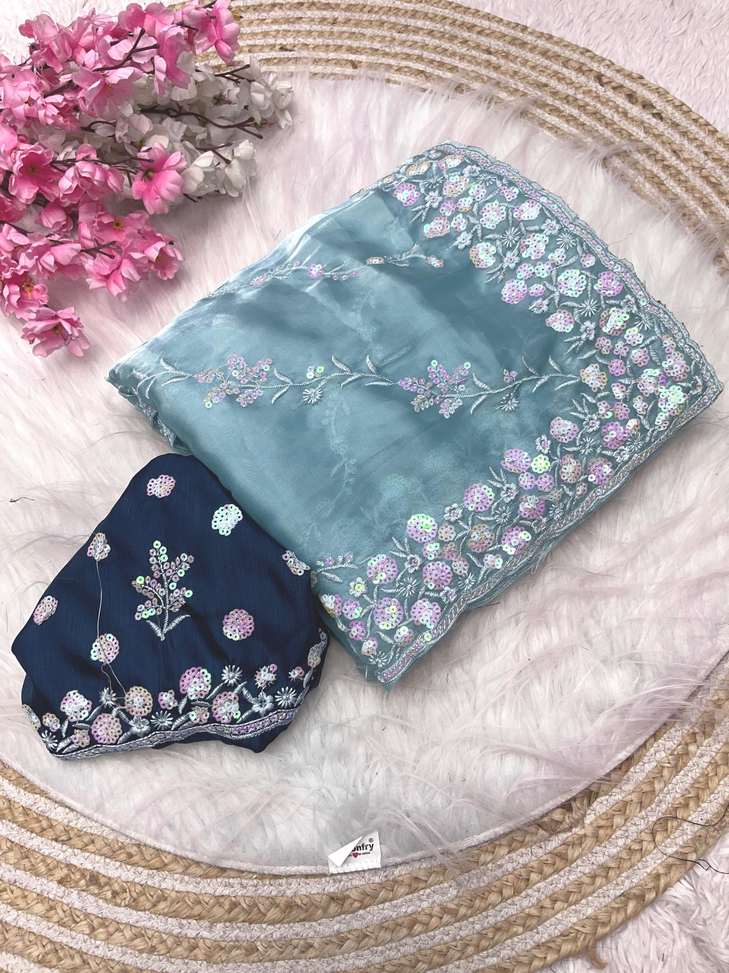 Soft jimmy choo satin sequence sarees