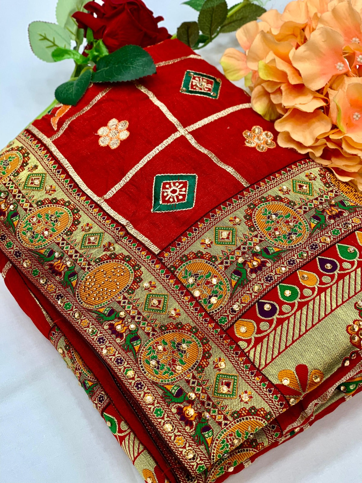 Red Vichitra silk patola sarees