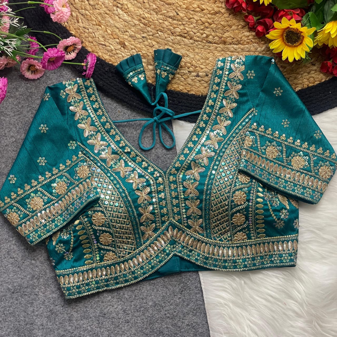 Apple cut embroidered readymade blouse
