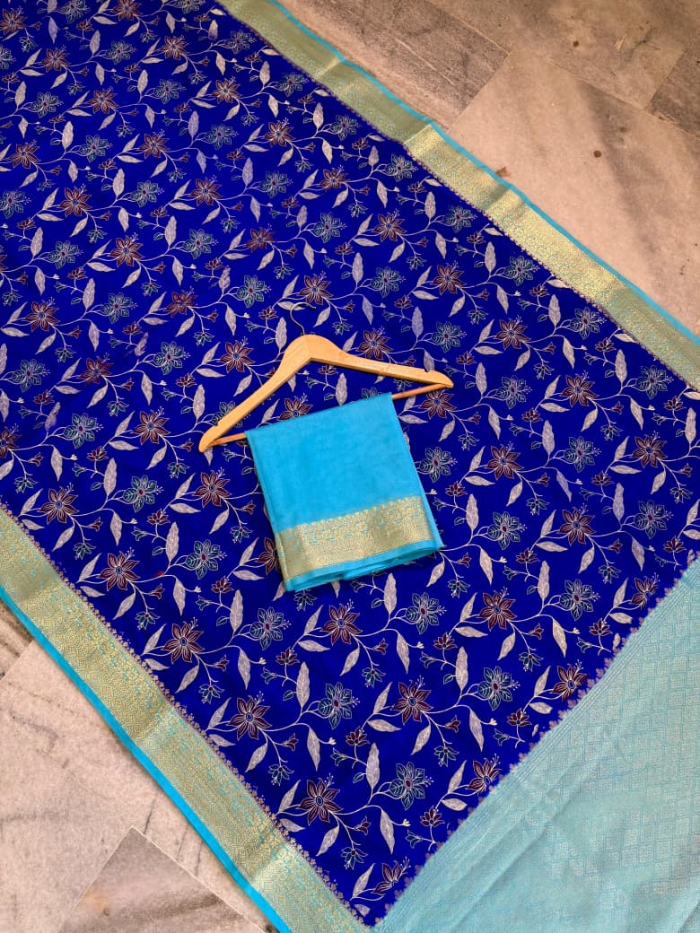 Semi banarasi chiffon silk printed sarees