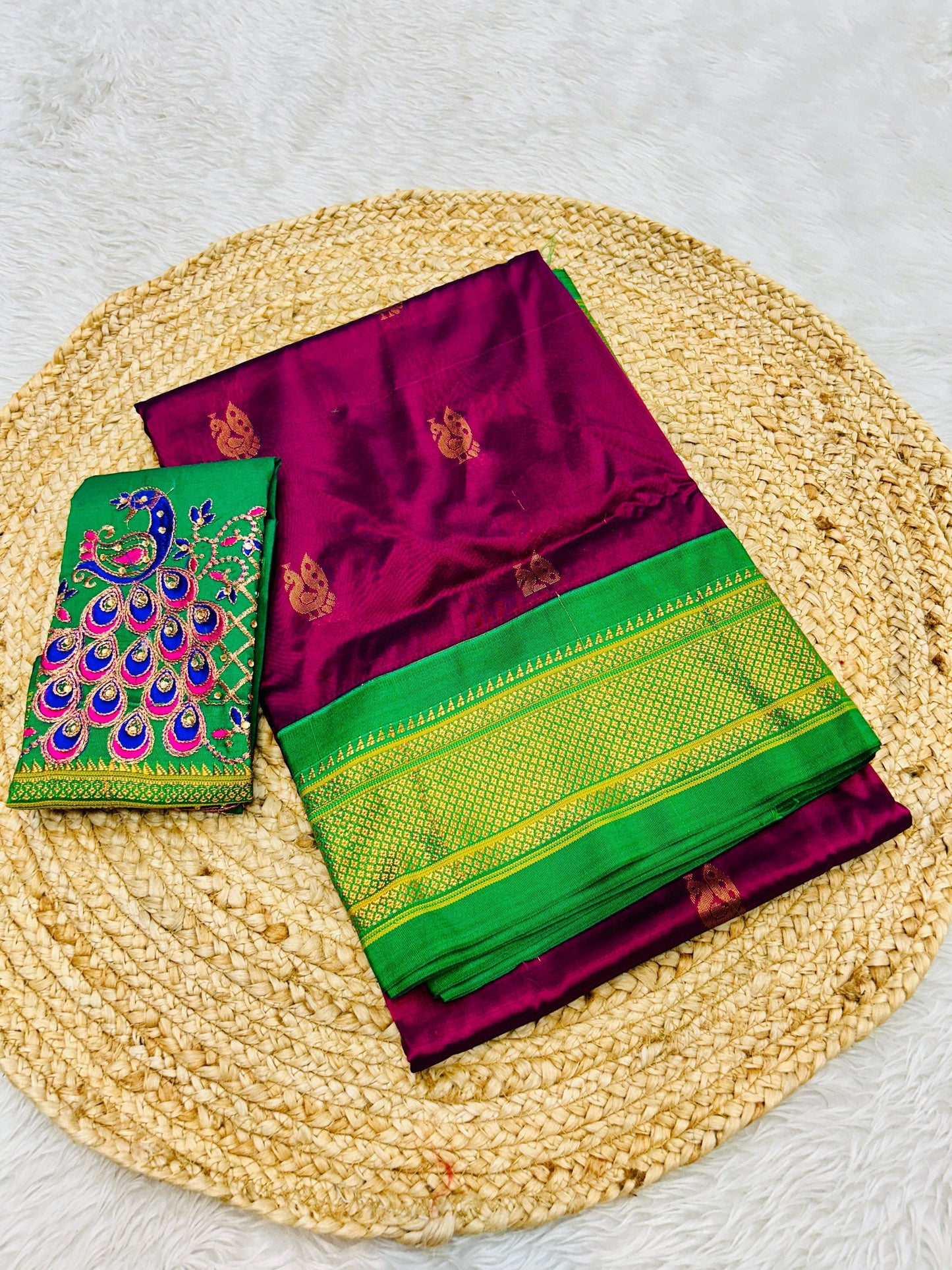 Dark purple komal kadiyal paithani Sarees
