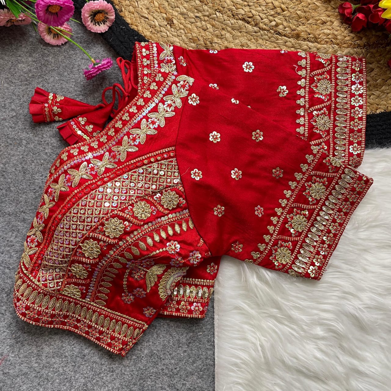 Apple cut embroidered readymade blouse