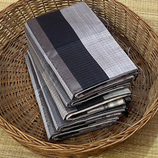 Gray and black Maheshwari sarees