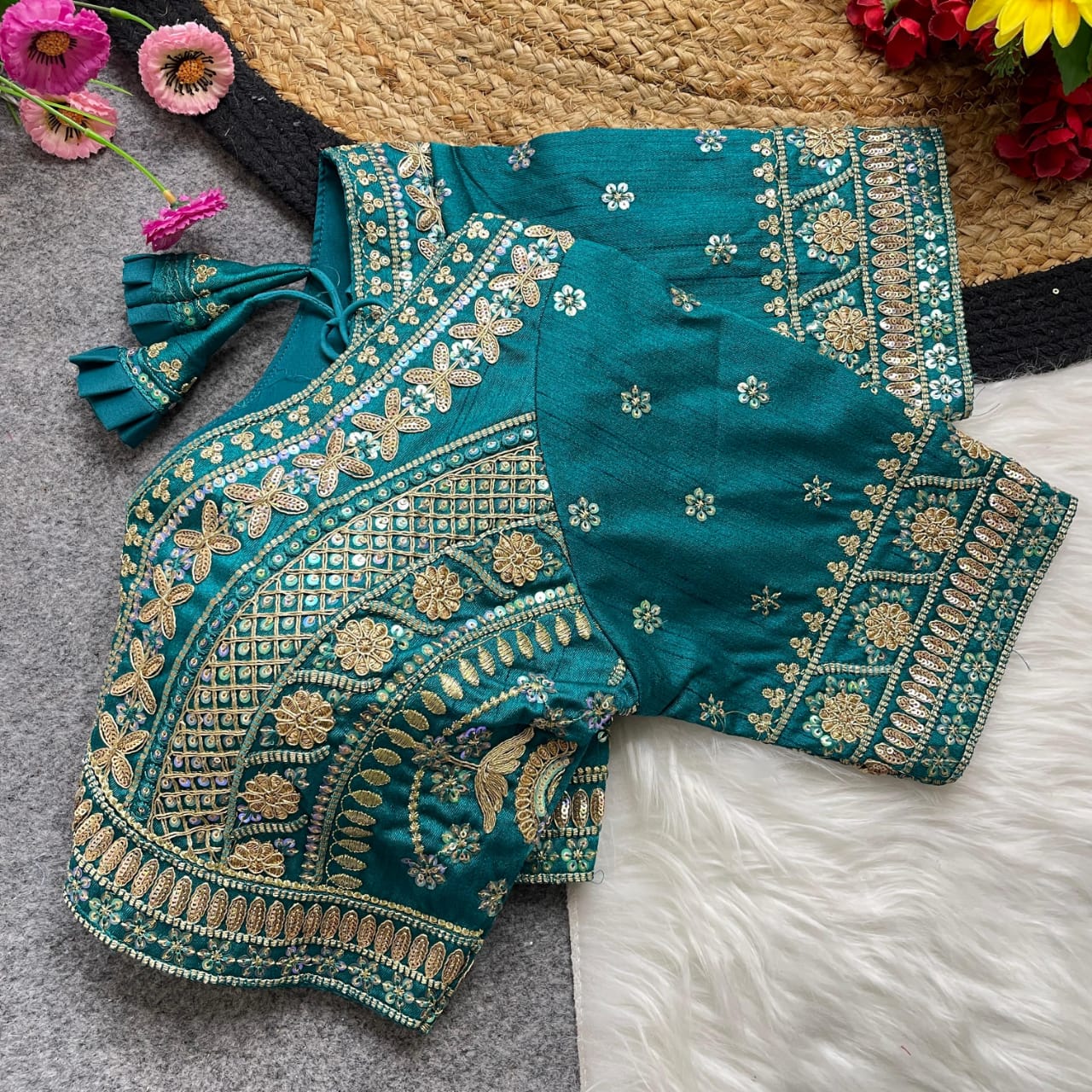 Apple cut embroidered readymade blouse