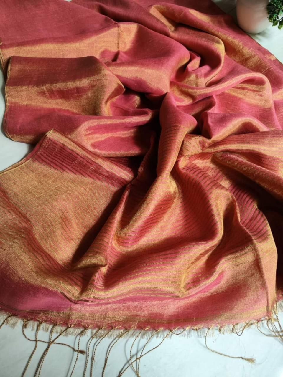 Plain Tissue linen sarees