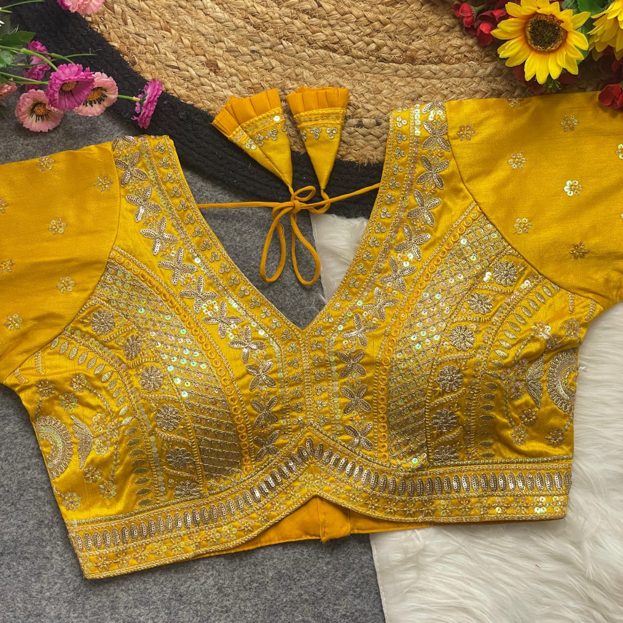 Apple cut embroidered readymade blouse