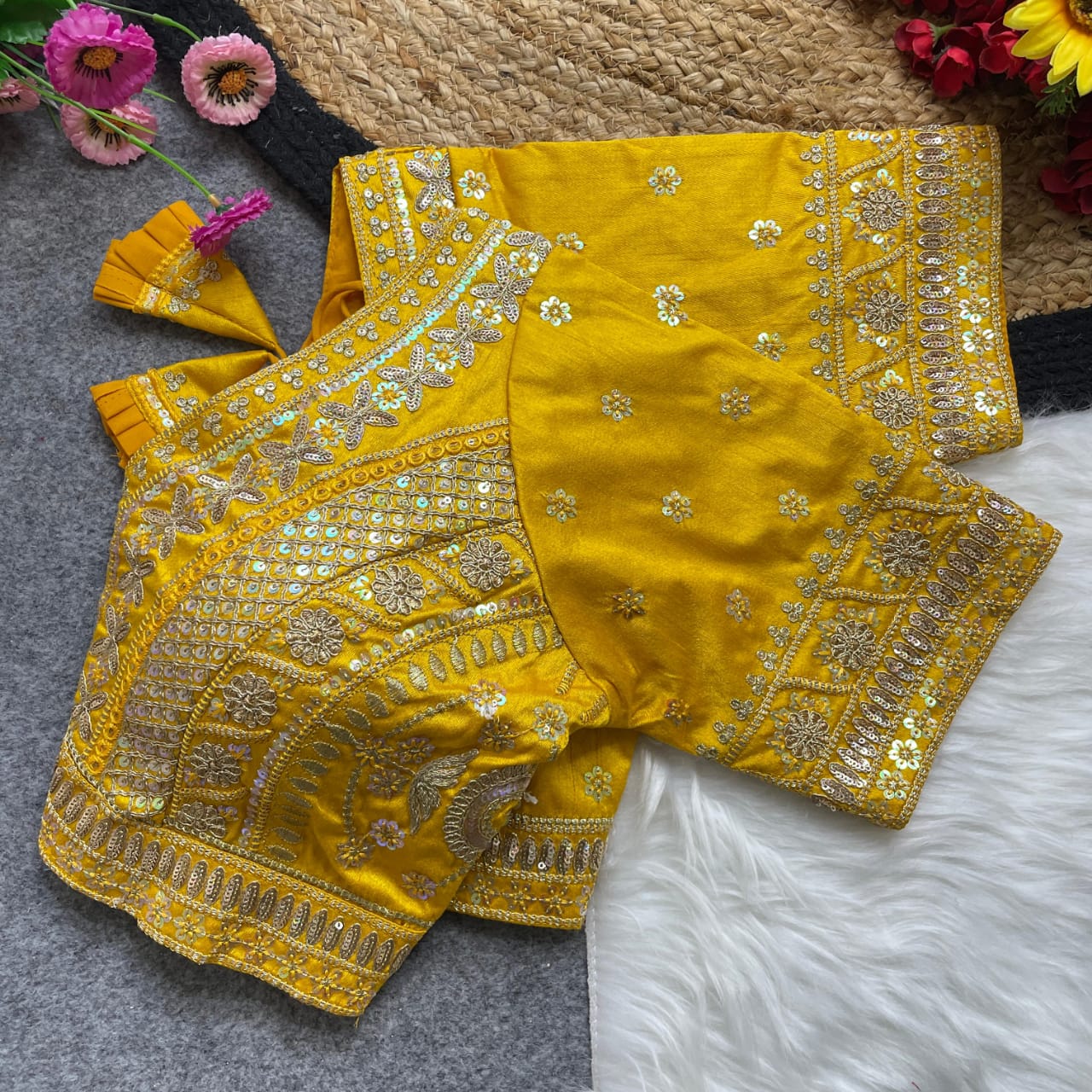 Apple cut embroidered readymade blouse