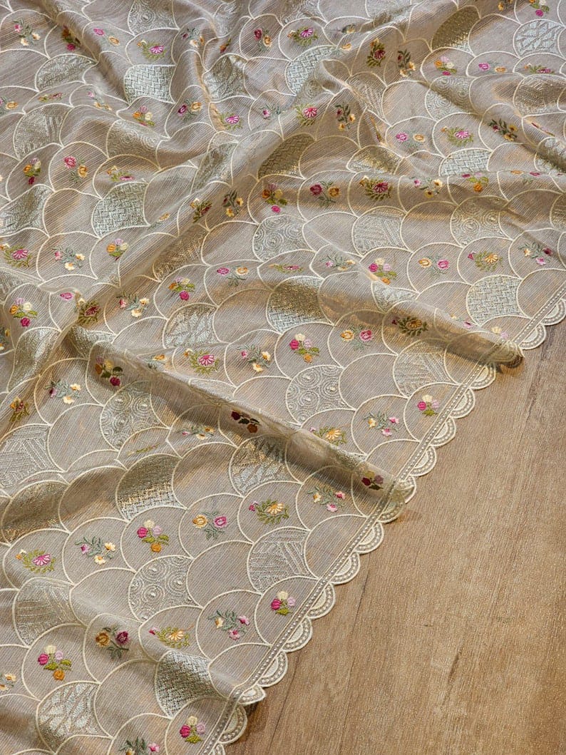 Organza embroidery sarees