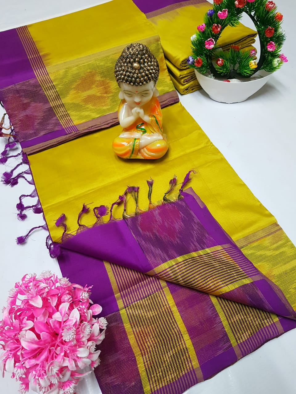 Uppada Tripura silk sarees with small pochampally border