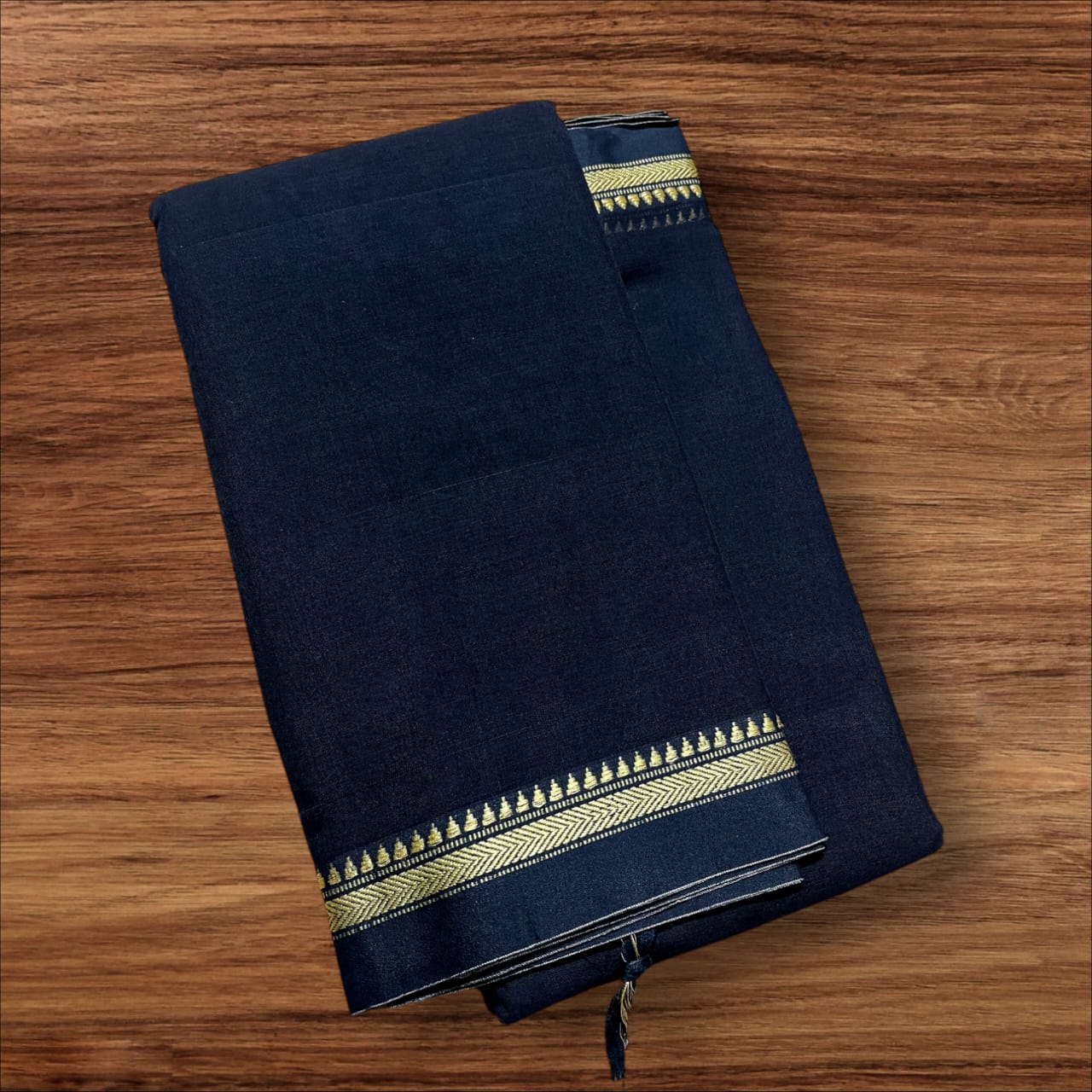 Black mercerised Narayanpet Cotton sarees with thin border