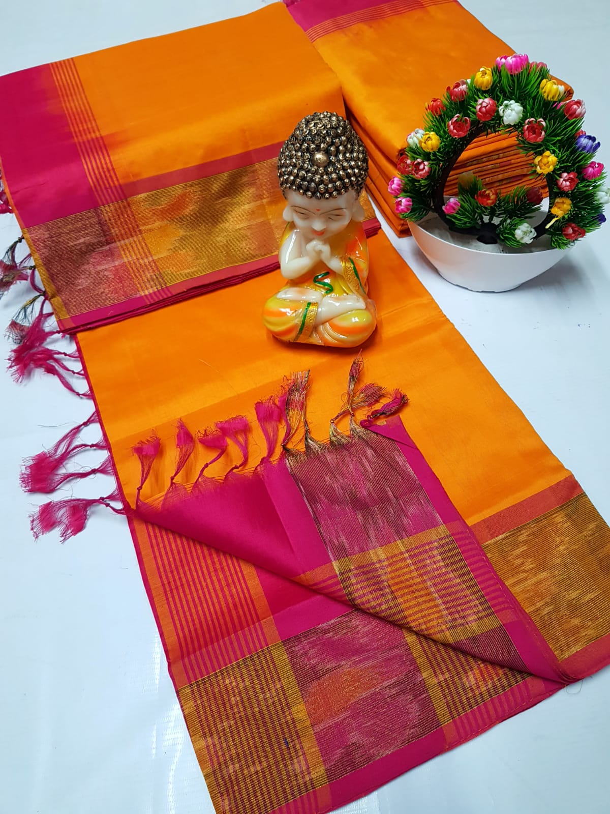 Uppada Tripura silk sarees with small pochampally border