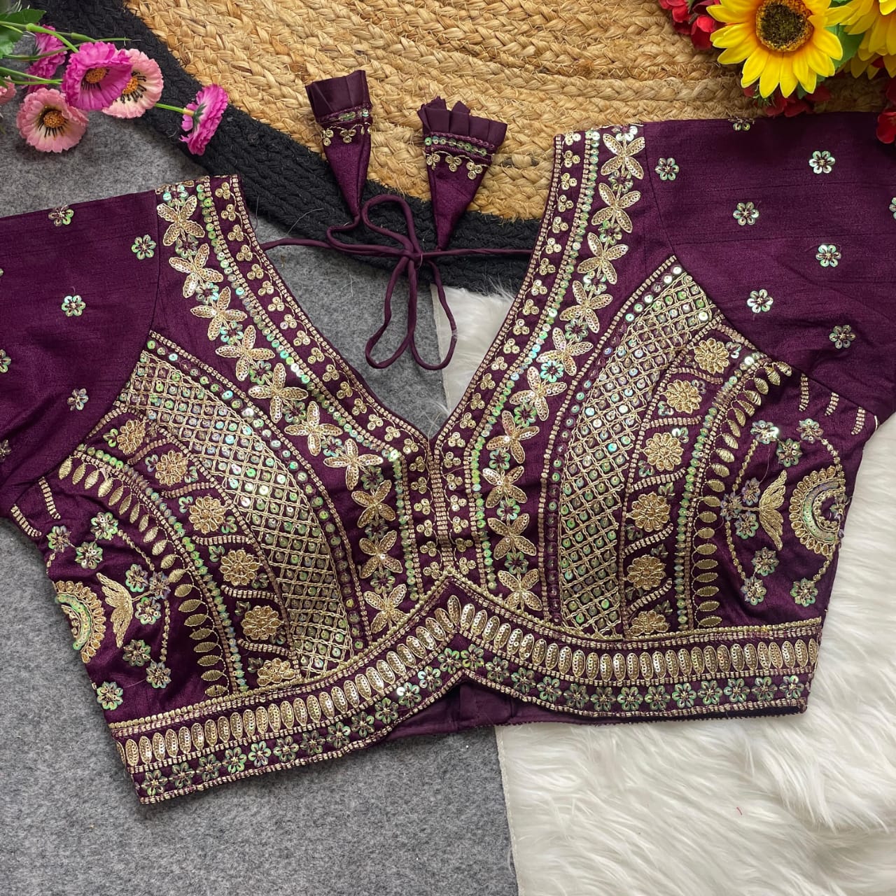 Apple cut embroidered readymade blouse