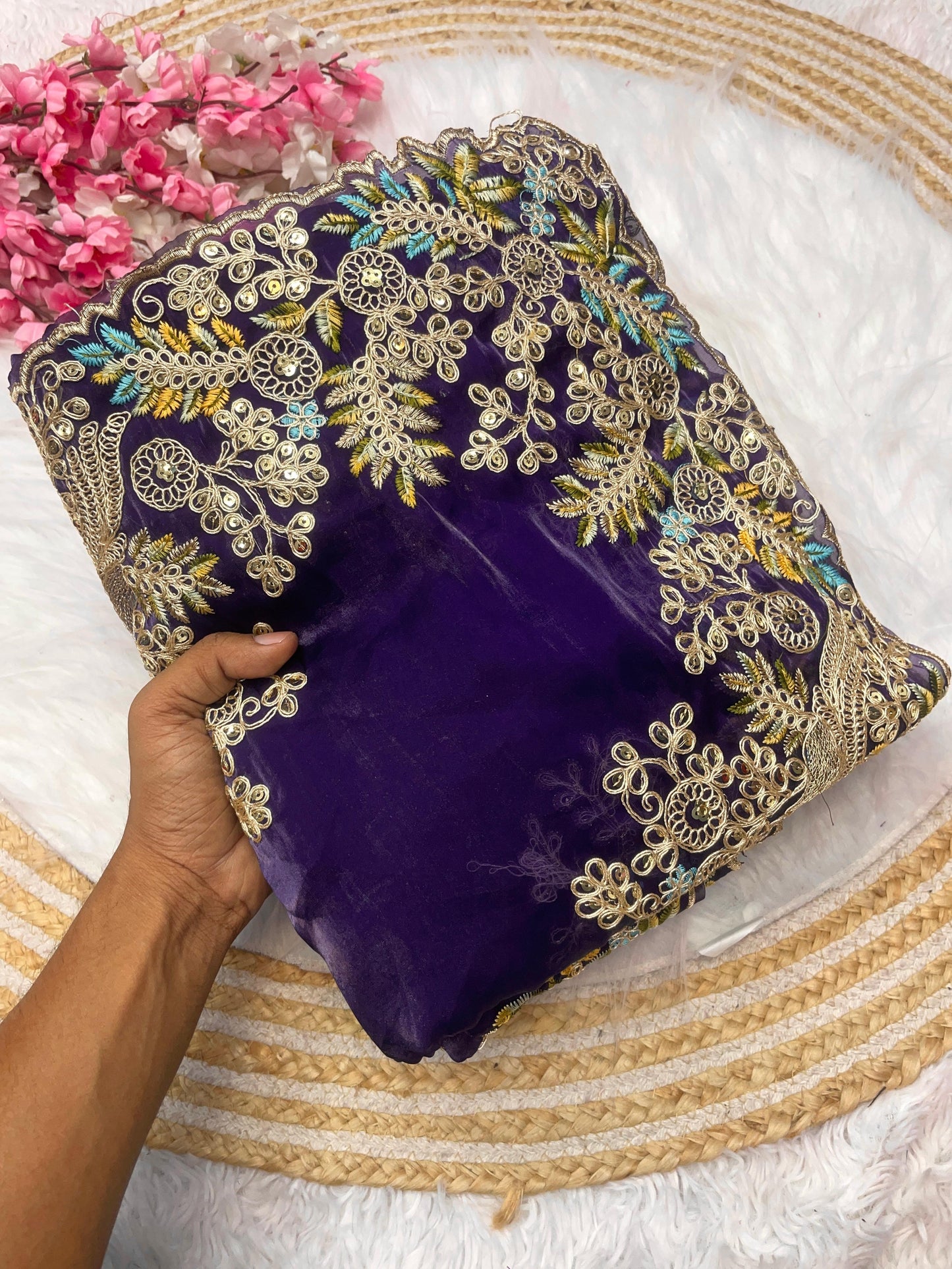 Soft jimmy choo Embroidery sarees