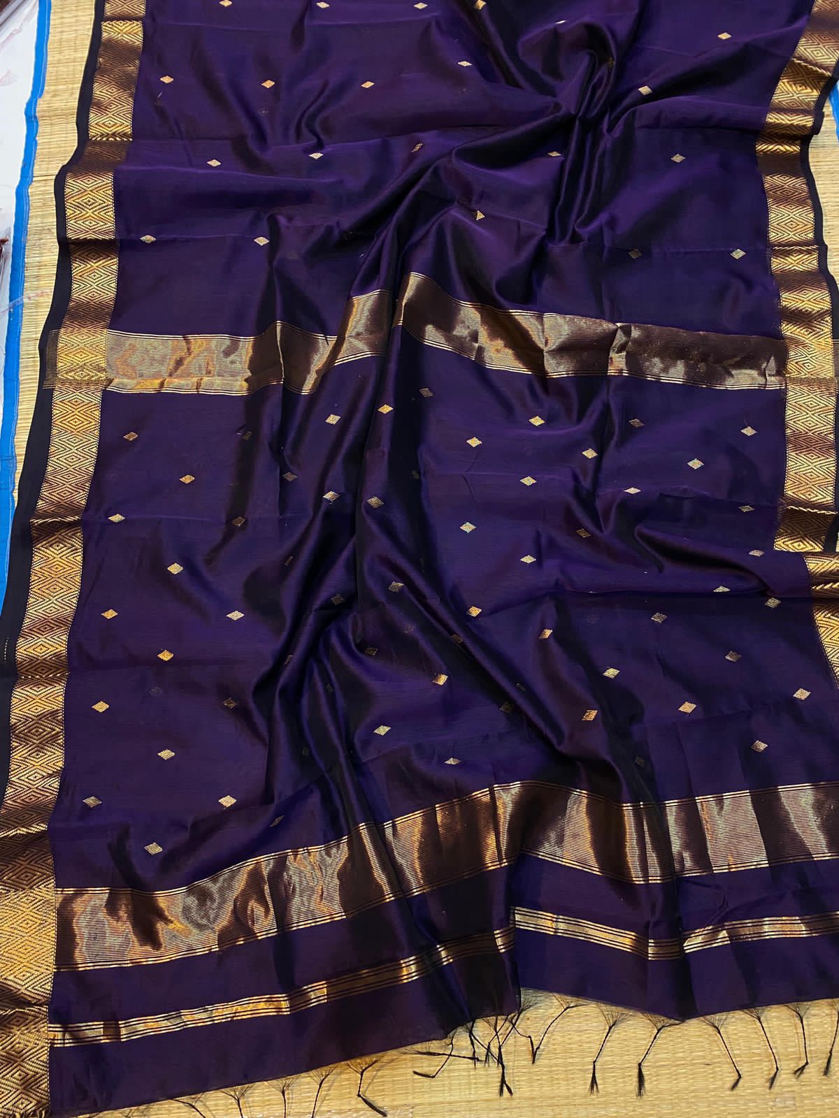 Dark purple Maheshwari silk sarees
