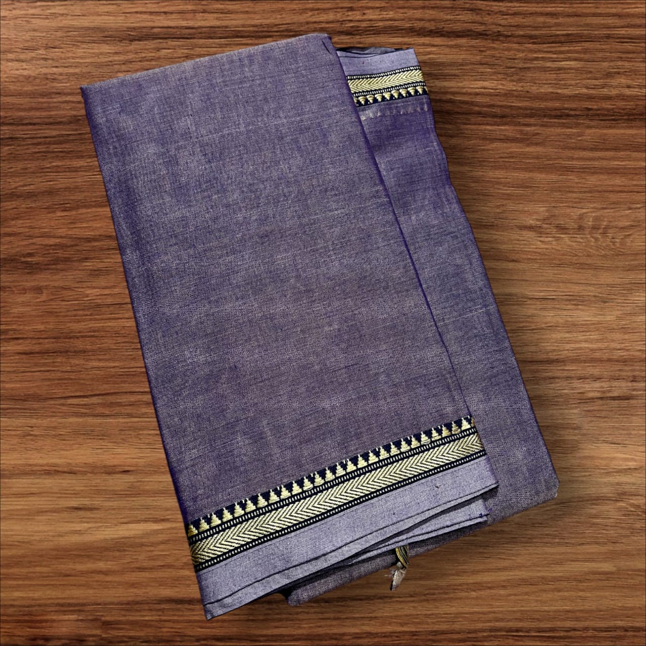 Elephant gray mercerised Narayanpet Cotton sarees with thin border