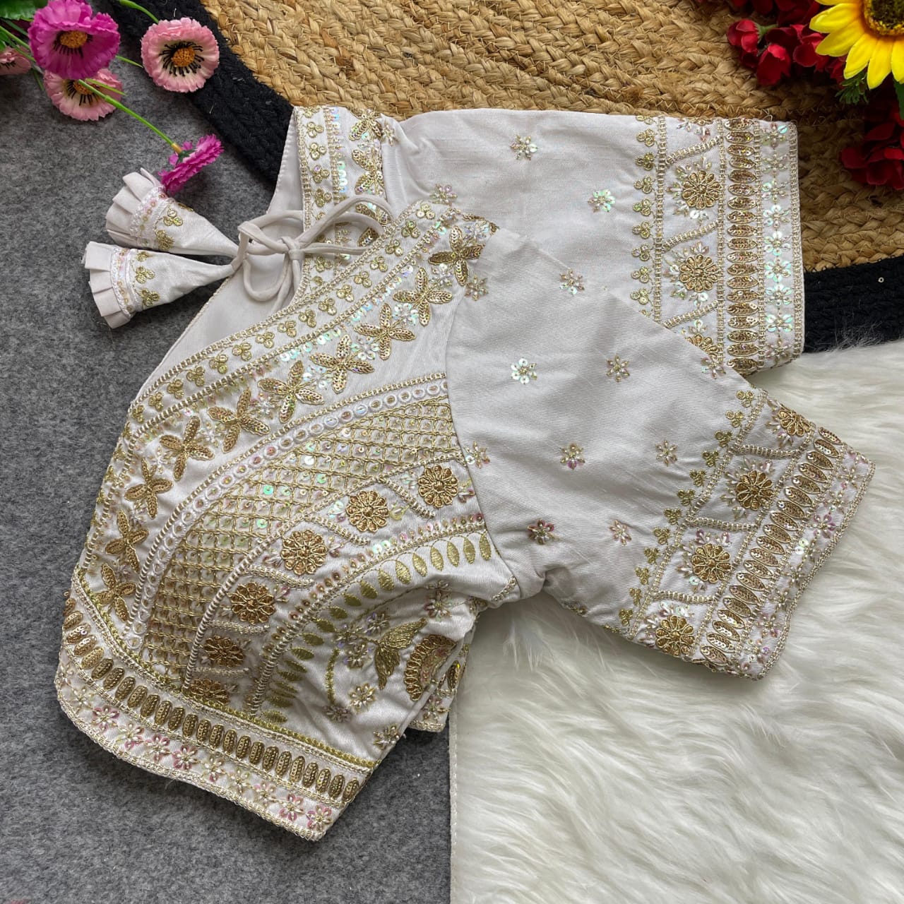 Apple cut embroidered readymade blouse