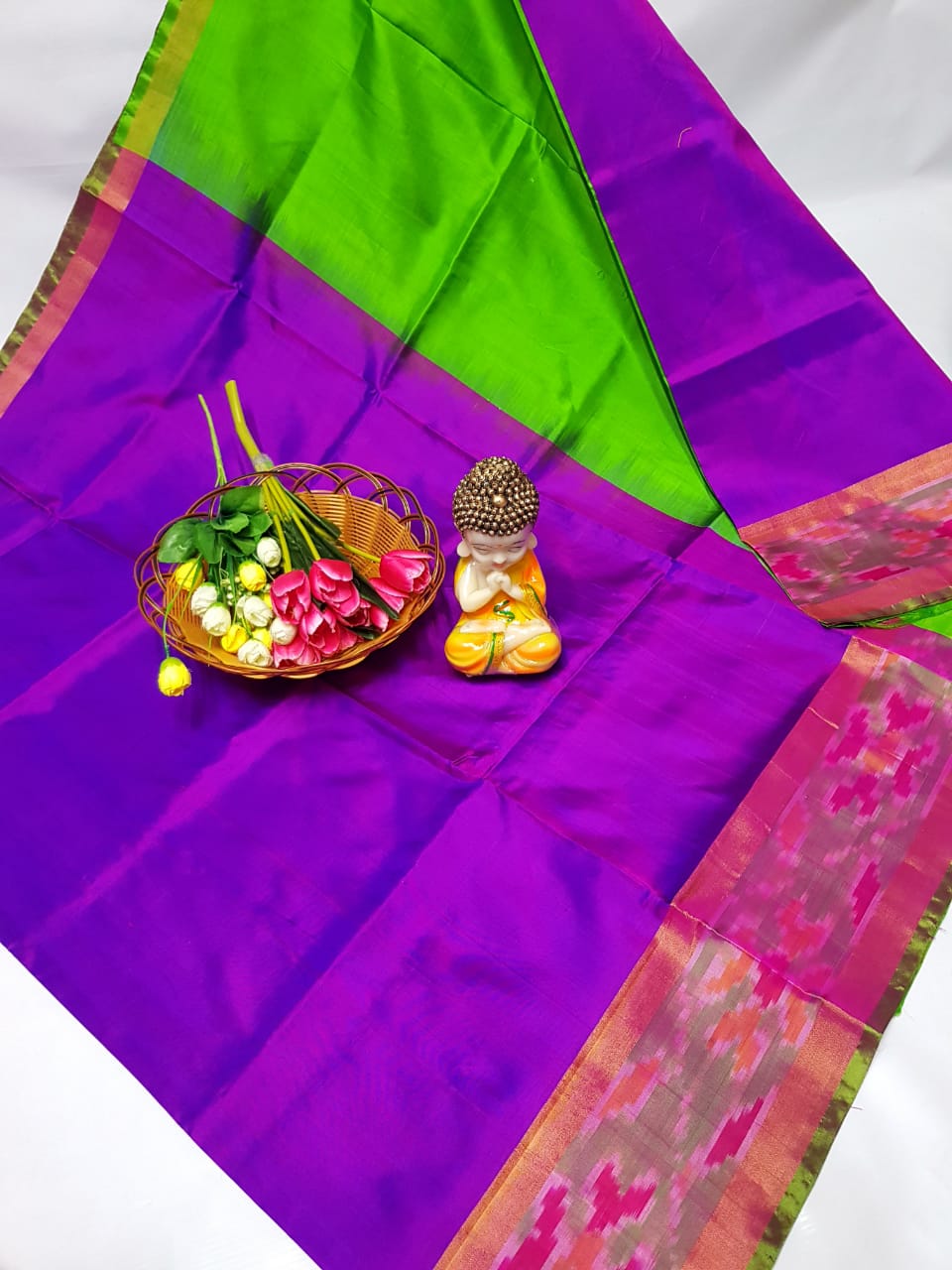 Uppada sarees with small pochampally border