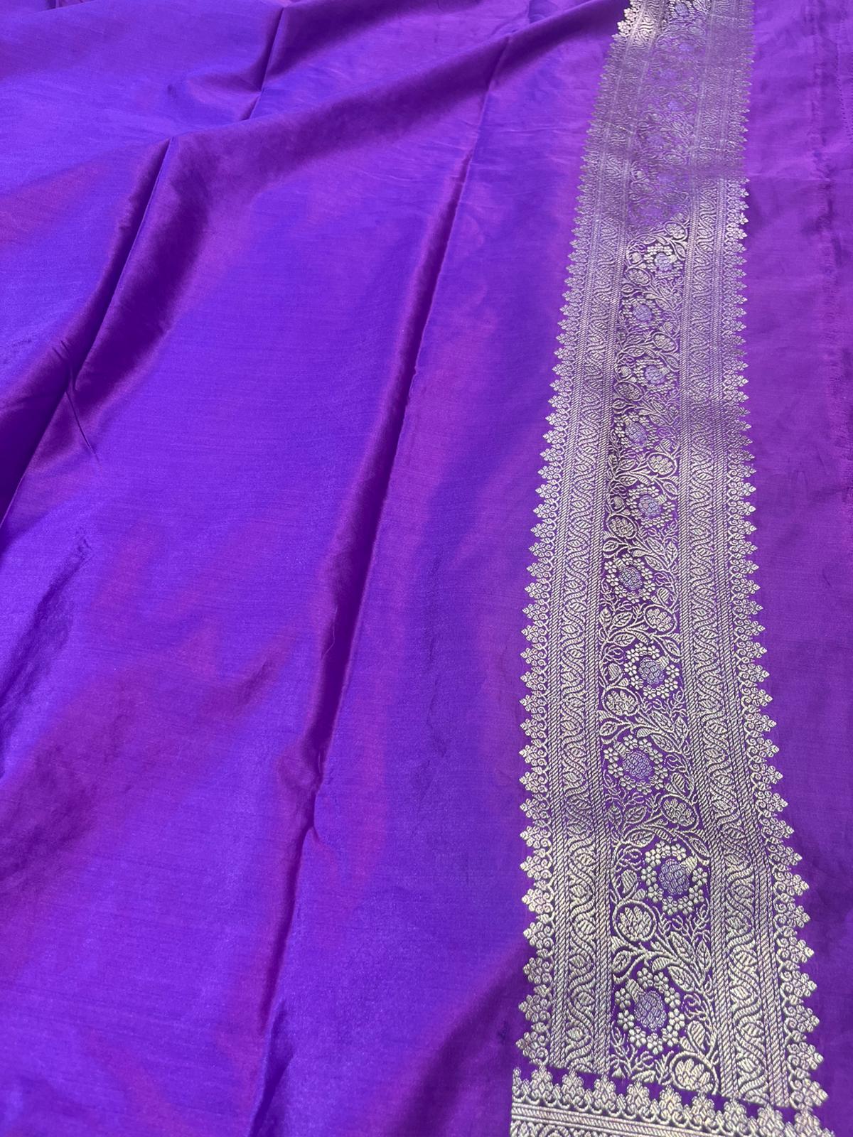 Dark purple pure banarasi mashru silk sarees